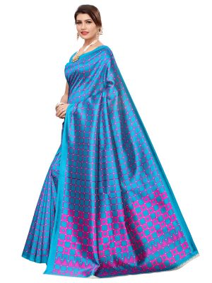 Silk Checks Rama Art Silk Printed Saree With Blouse