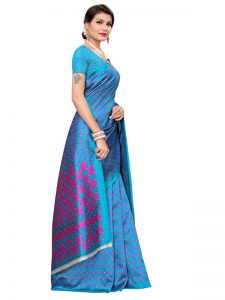 Silk Checks Rama Art Silk Printed Saree With Blouse