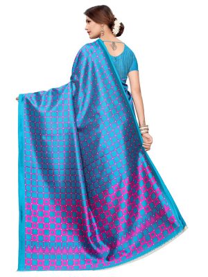 Silk Checks Rama Art Silk Printed Saree With Blouse