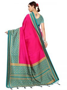 Anjana Pink Banarasi Art Silk Printed Saree With Blouse