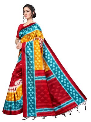 Audi Rama Banarasi Art Silk Printed Saree With Blouse