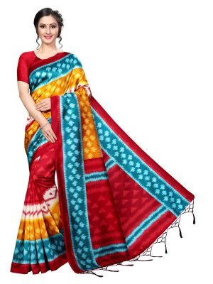 Audi Rama Banarasi Art Silk Printed Saree With Blouse