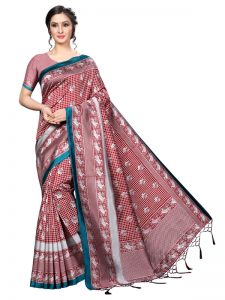 Bulbul Red Banarasi Art Silk Printed Saree With Blouse