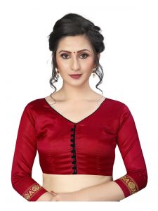 Gulmohar Red Black Banarasi Art Silk Printed Saree With Blouse