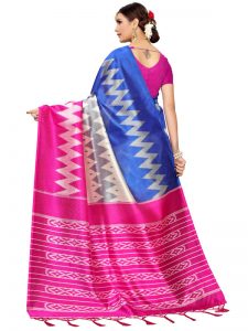 Mandana Pink Banarasi Art Silk Printed Saree With Blouse