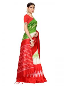 Mandana Red Banarasi Art Silk Printed Saree With Blouse