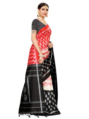 Razia Black Banarasi Art Silk Printed Saree With Blouse