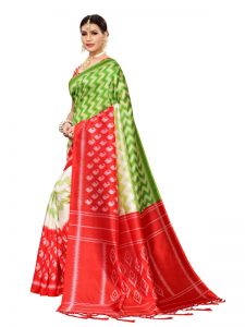 Razia Red Banarasi Art Silk Printed Saree With Blouse