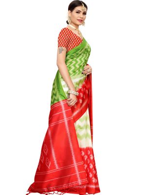 Razia Red Banarasi Art Silk Printed Saree With Blouse