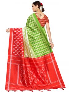 Razia Red Banarasi Art Silk Printed Saree With Blouse