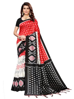 Sandhya Black Banarasi Art Silk Printed Saree With Blouse