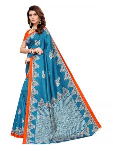 Silver Mor Rama Banarasi Art Silk Printed Saree With Blouse