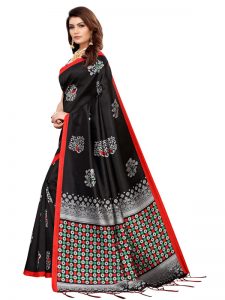 Tabassum Black Banarasi Art Silk Printed Saree With Blouse