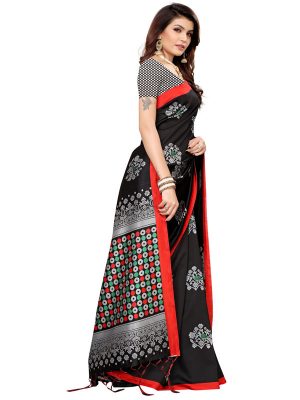 Tabassum Black Banarasi Art Silk Printed Saree With Blouse