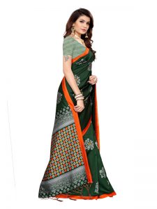 Tabassum Green Banarasi Art Silk Printed Saree With Blouse