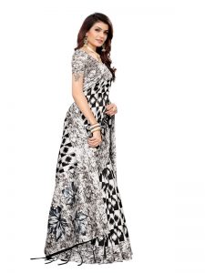 Tiger Black Banarasi Art Silk Printed Saree With Blouse