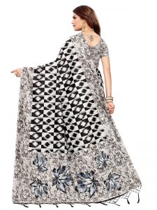 Tiger Black Banarasi Art Silk Printed Saree With Blouse