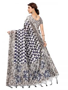 Tiger Navy Banarasi Art Silk Printed Saree With Blouse