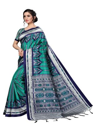 Zara Navy Banarasi Art Silk Printed Saree With Blouse