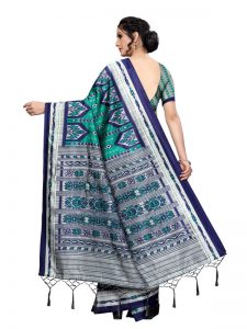 Zara Navy Banarasi Art Silk Printed Saree With Blouse