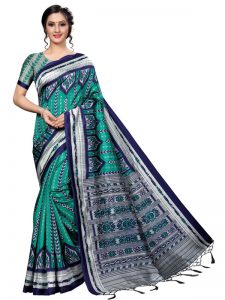 Zara Navy Banarasi Art Silk Printed Saree With Blouse