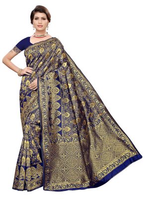 Banarasi Rich Pallu Printed Saree With Blouse