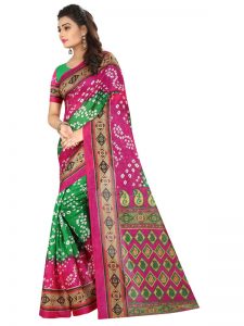 Bhagalpuri Silk Printed Saree With Blouse