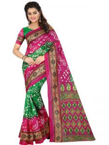 Bhagalpuri Silk Printed Saree With Blouse