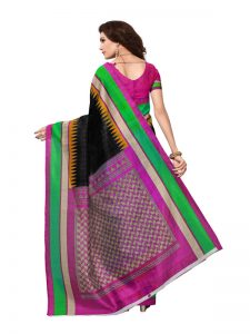 Bela Black Bhagalpuri Silk Printed Saree With Blouse