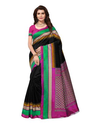 Bela Black Bhagalpuri Silk Printed Saree With Blouse