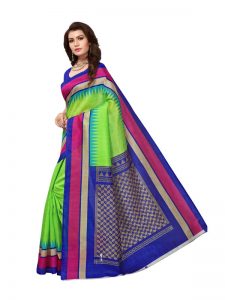 Bela Green Bhagalpuri Silk Printed Saree With Blouse