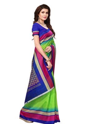 Bela Green Bhagalpuri Silk Printed Saree With Blouse