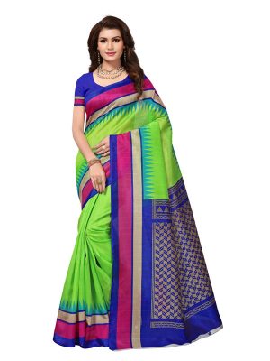 Bela Green Bhagalpuri Silk Printed Saree With Blouse