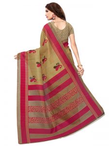 Fish Pink Bhagalpuri Silk Printed Saree With Blouse