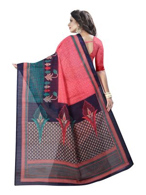 Rosy Checks Bhagalpuri Silk Printed Saree With Blouse