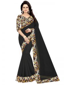 House Black Chandheri Cotton Weaving Saree With Blouse