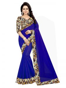 House Navy Chandheri Cotton Weaving Saree With Blouse