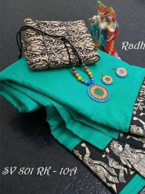 Rk Green Chandheri Cotton Weaving Saree With Blouse
