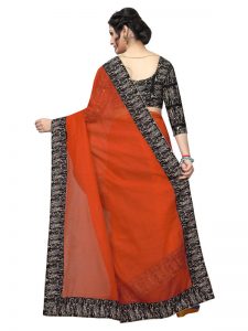 Rk Orange Chandheri Cotton Weaving Saree With Blouse