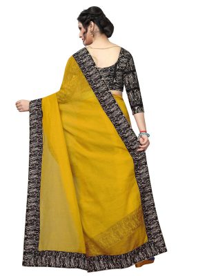 Rk Yellow Chandheri Cotton Weaving Saree With Blouse