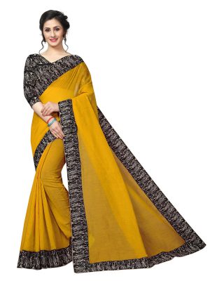 Rk Yellow Chandheri Cotton Weaving Saree With Blouse