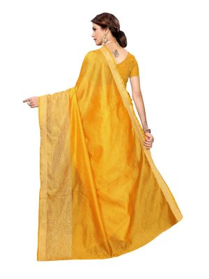 Chandrayaan Mustard Cotton Polyester Silk Weaving Saree With Blouse