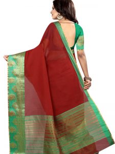 Lal Keri Cotton Polyester Silk Weaving Saree With Blouse