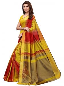 Maniyar Mustard Cotton Polyester Silk Weaving Saree With Blouse