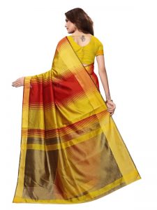 Maniyar Mustard Cotton Polyester Silk Weaving Saree With Blouse