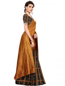 Payal Gold Black Cotton Polyester Silk Weaving Saree With Blouse