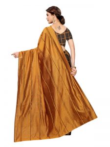 Payal Gold Black Cotton Polyester Silk Weaving Saree With Blouse