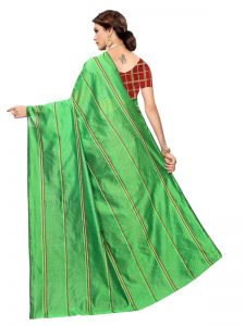 Payal Green Red Cotton Polyester Silk Weaving Saree With Blouse