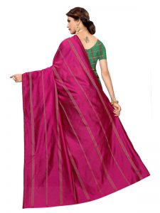 Payal Wine Green Cotton Polyester Silk Weaving Saree With Blouse