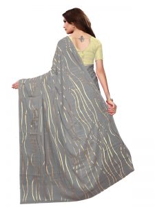 Foil Lehariya Grey Rangoli Silk Foil Print Designer Sarees With Blouse